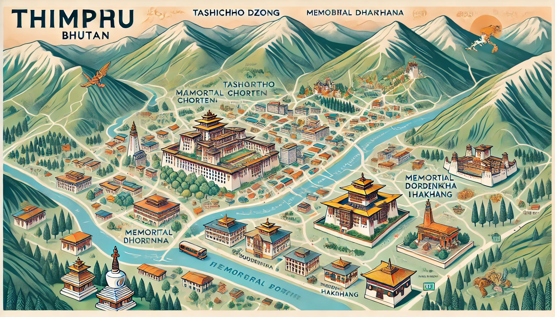 Thimphu, Tashichho Dzong ,place to visit in thimphu , thimphu tourism , thimphu package 